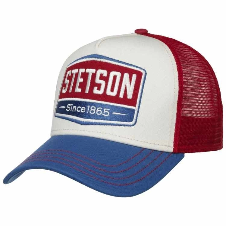 STETSON CAPPELLINO TRUCKER HIGHWAY BLU-ROSSO - Stetson